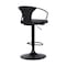 Armen Living Eagle Adjustable Height Swivel Black Faux Leather and Black Wood Bar Stool with Black Metal Base LCEASWBABLBL - alternate 2